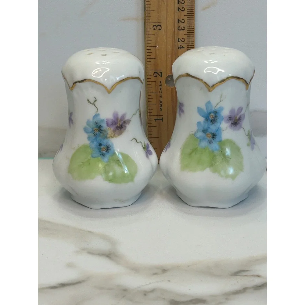 Vintage Kormendi 1980 Hand Painted Floral Porcelain Salt and Pepper Shakers Set